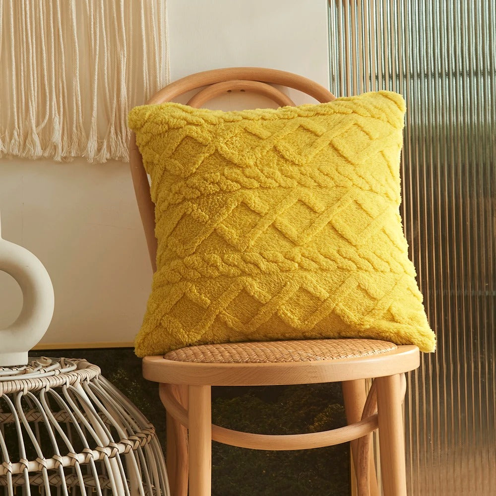 Fluffy Soft Mact Twist Knitting Pillow Cover For Home Decor