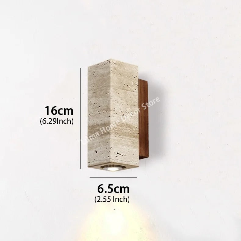 Wabi Sabi Style Yellow Travertine Home Decor Wall Lamp For Bedroom & Living Room