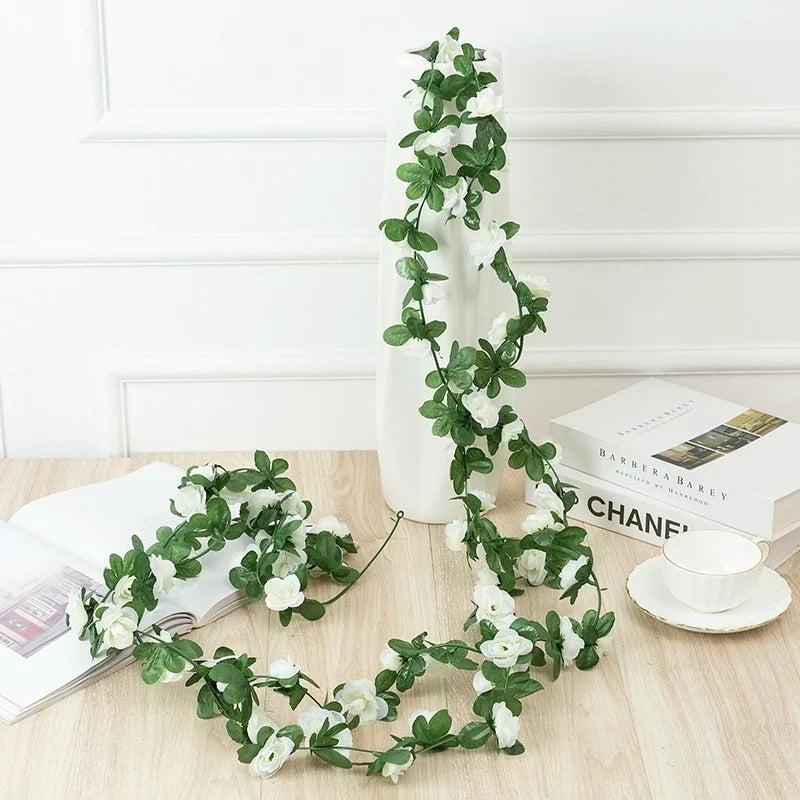 2.5m Rose Artificial Silk For Wedding Garland Fake Plant Flowers Vine For Home Decor