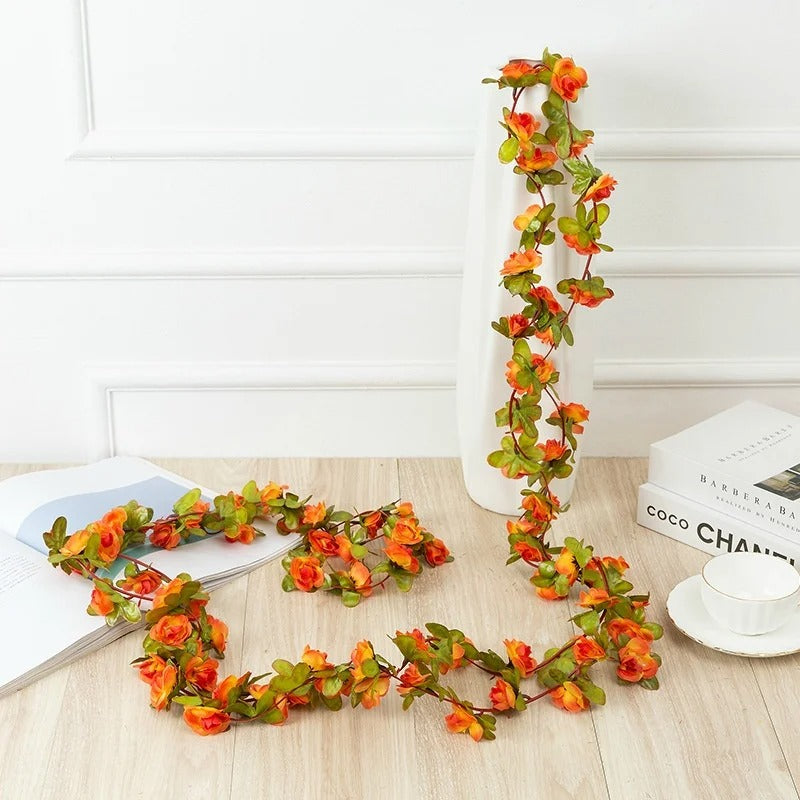 2.5m Rose Artificial Silk For Wedding Garland Fake Plant Flowers Vine For Home Decor