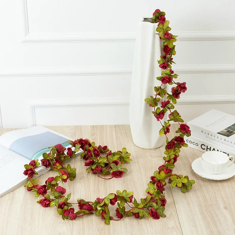 2.5m Rose Artificial Silk For Wedding Garland Fake Plant Flowers Vine For Home Decor