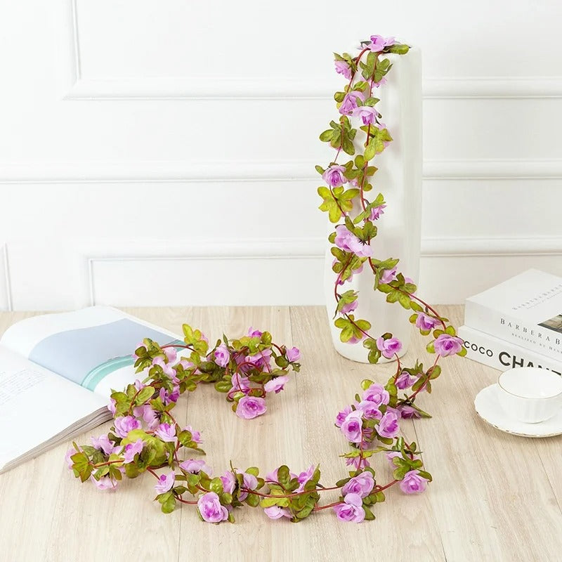 2.5m Rose Artificial Silk For Wedding Garland Fake Plant Flowers Vine For Home Decor