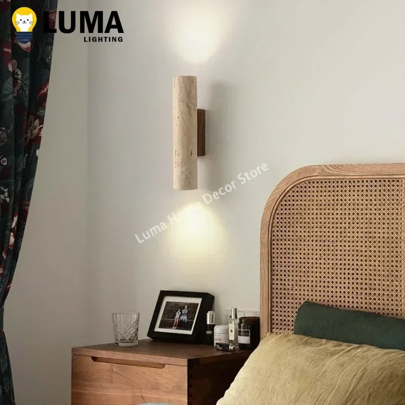Wabi Sabi Style Yellow Travertine Home Decor Wall Lamp For Bedroom & Living Room