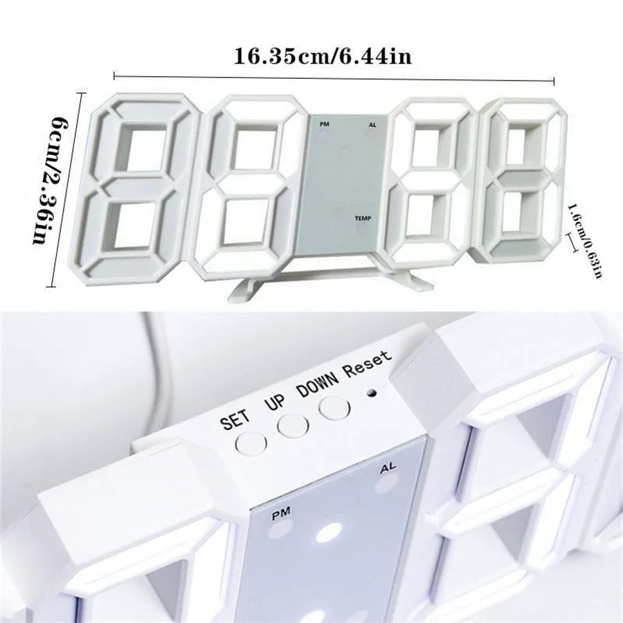 3D LED Digital Clock Wall Decoration Glow Night Mode For Home Decor