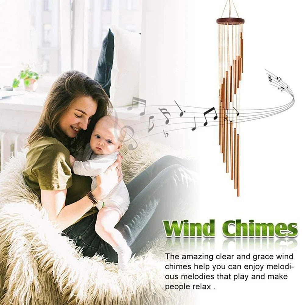 1piece 12 Tubes Aluminum Alloy Wind Chimes with Hook Gold/silver Bells for Outside Home Decor