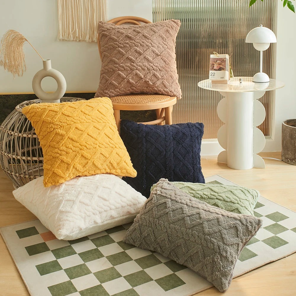 Fluffy Soft Mact Twist Knitting Pillow Cover For Home Decor
