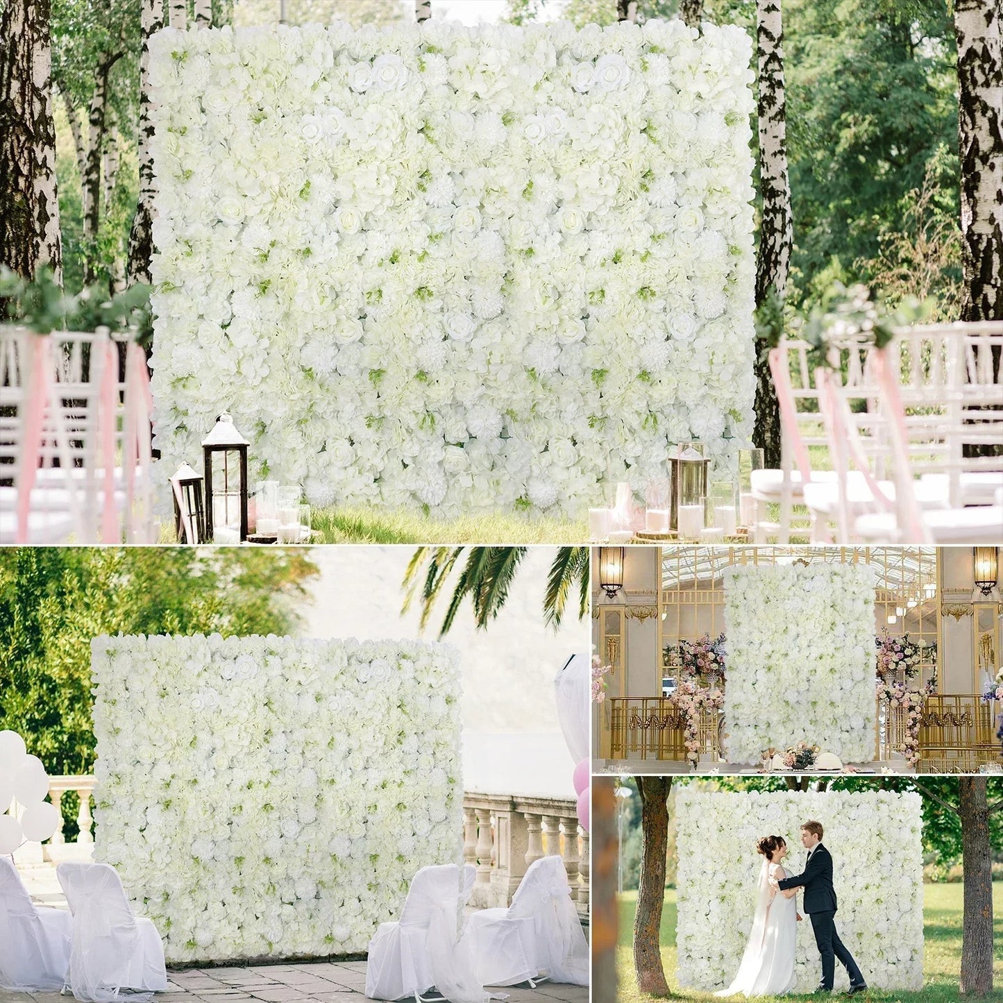 12PCS Artificial Flowers Roses Wall Panel 3D Flower Backdrop Faux Roses for Home Decor