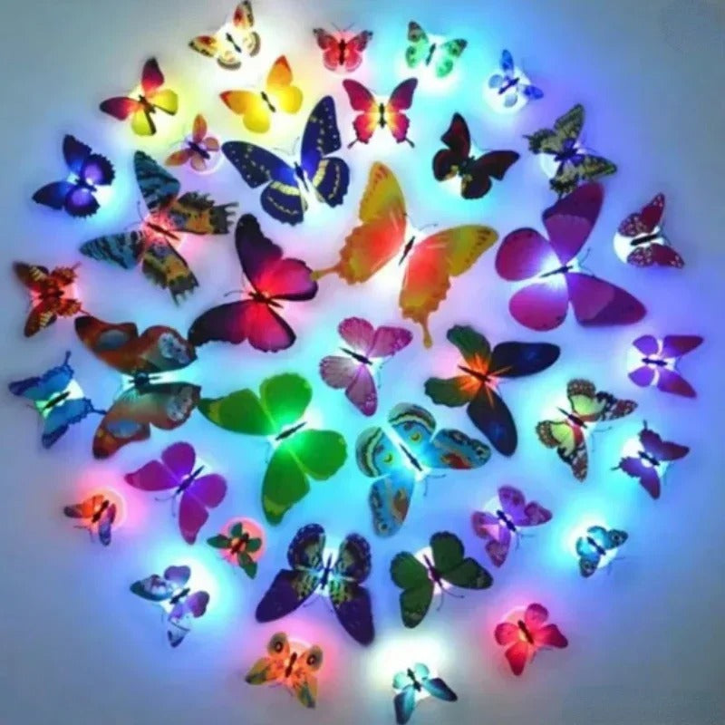 20pcs 3D LED Butterfly Decoration Night Light Sticker For Home Decor