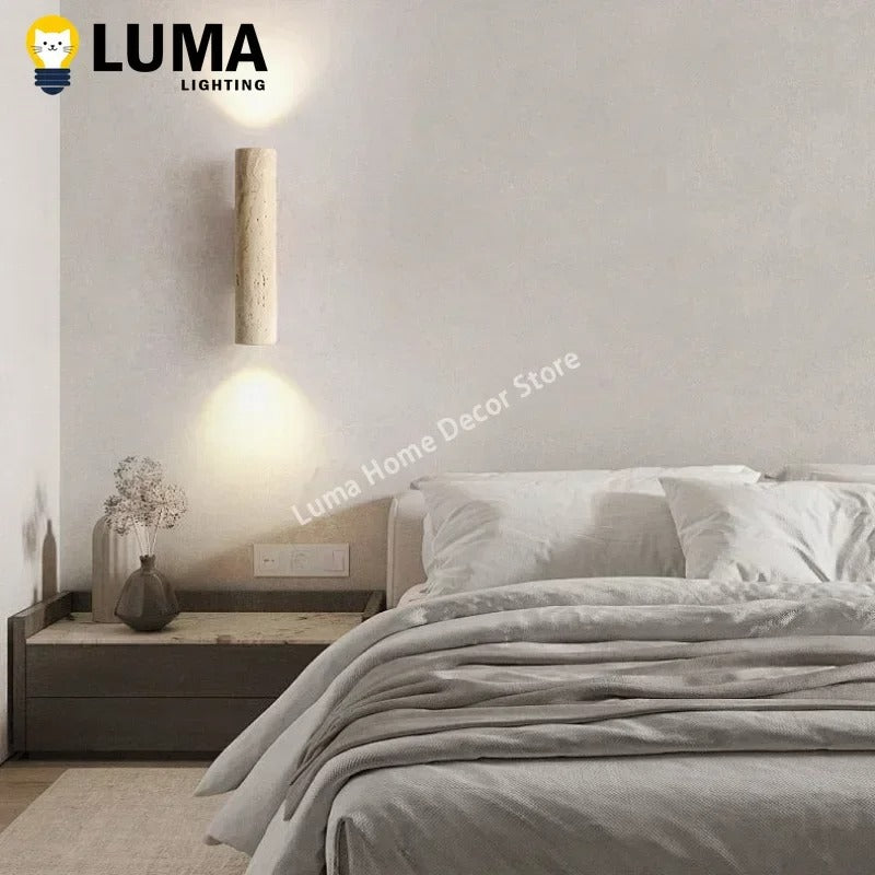 Wabi Sabi Style Yellow Travertine Home Decor Wall Lamp For Bedroom & Living Room