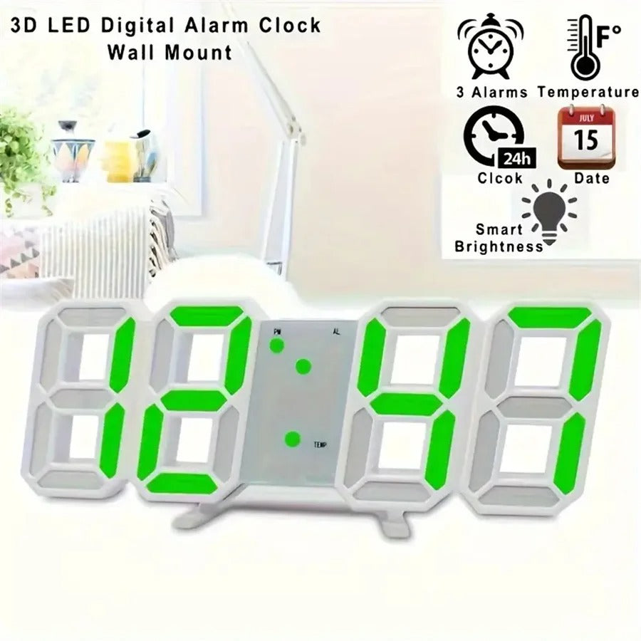3D LED Digital Clock Wall Decoration Glow Night Mode For Home Decor