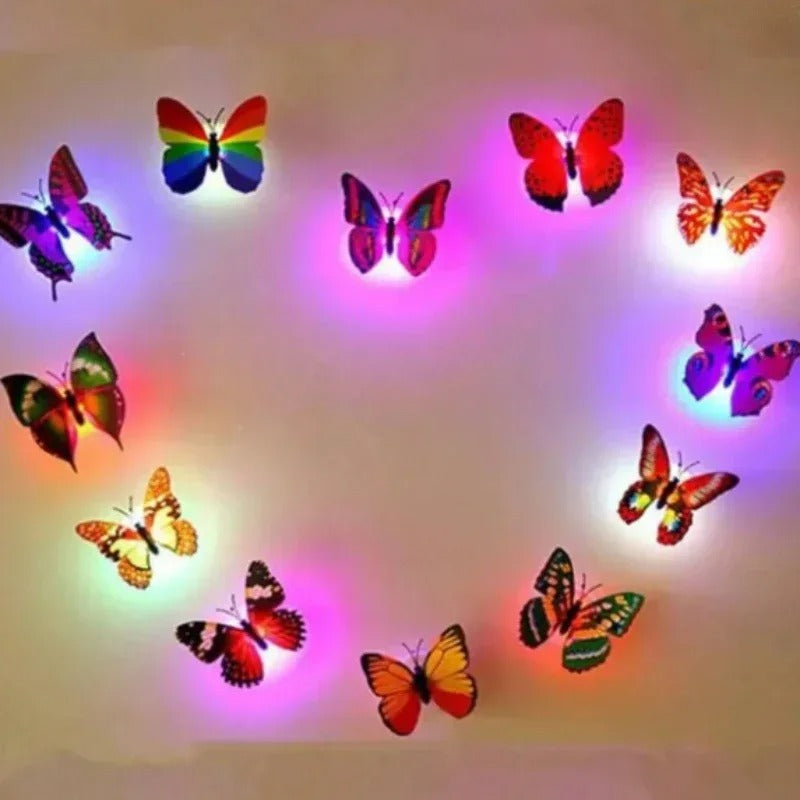 20pcs 3D LED Butterfly Decoration Night Light Sticker For Home Decor