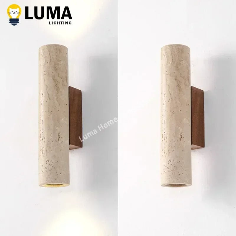 Wabi Sabi Style Yellow Travertine Home Decor Wall Lamp For Bedroom & Living Room