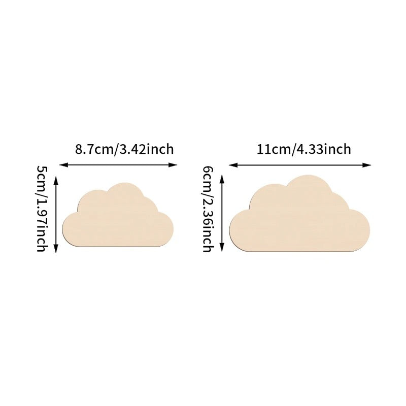 6Pcs Cloud Wall Sticker Wooden Clouds Home Wall Decor