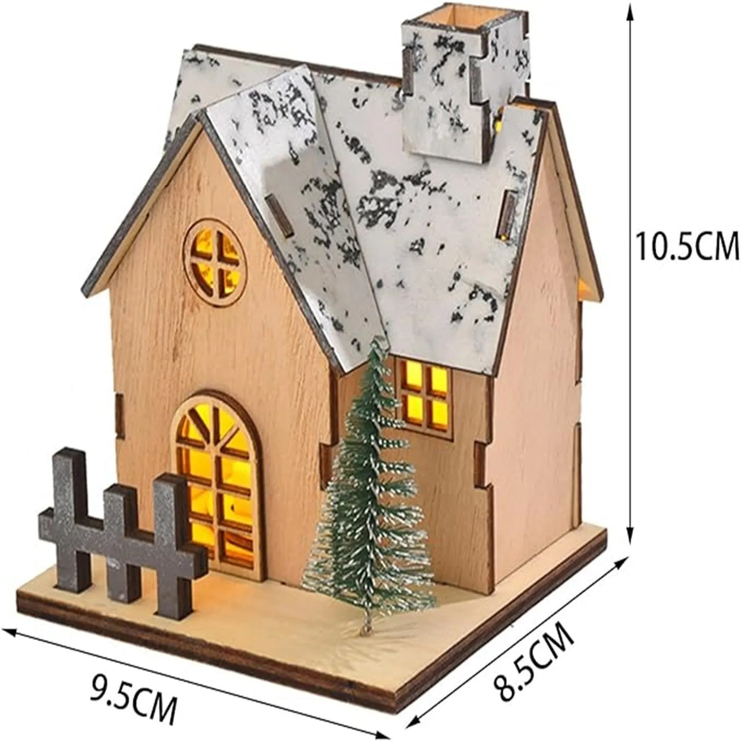 Glowing Christmas Cabin House With Led Lights For Home Decor