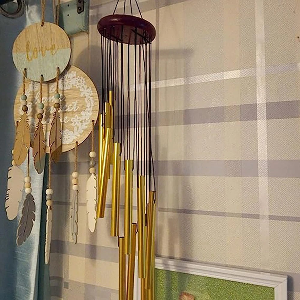 1piece 12 Tubes Aluminum Alloy Wind Chimes with Hook Gold/silver Bells for Outside Home Decor
