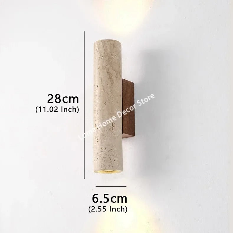 Wabi Sabi Style Yellow Travertine Home Decor Wall Lamp For Bedroom & Living Room