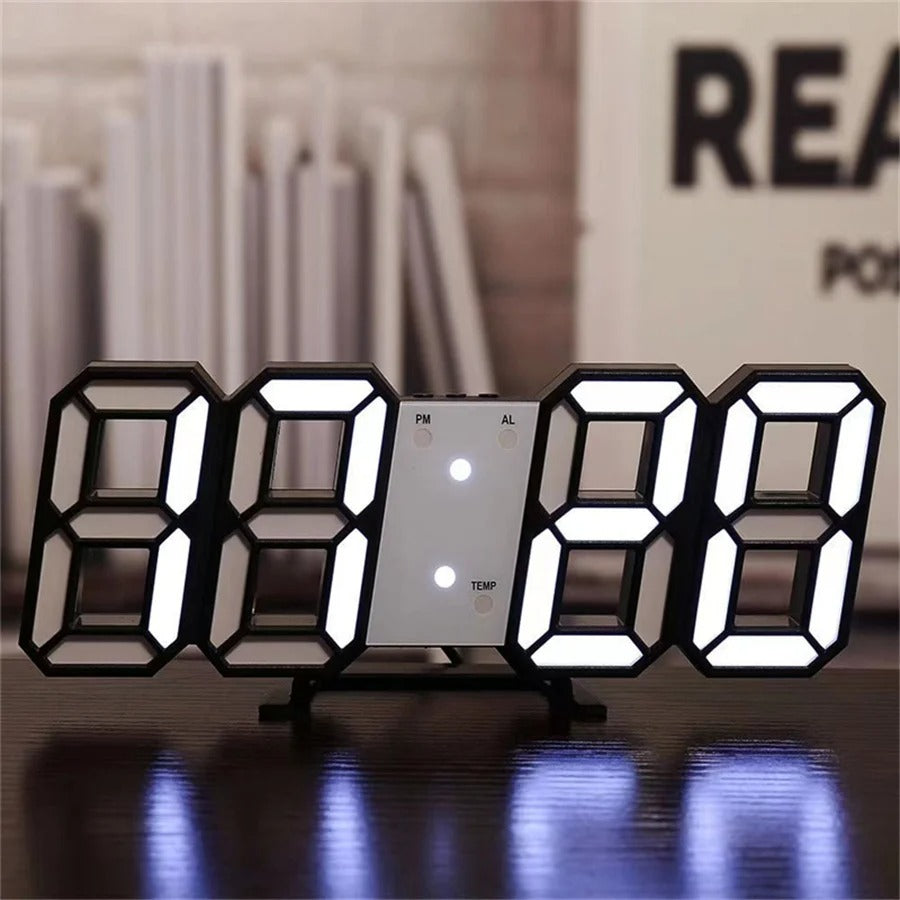 3D LED Digital Clock Wall Decoration Glow Night Mode For Home Decor