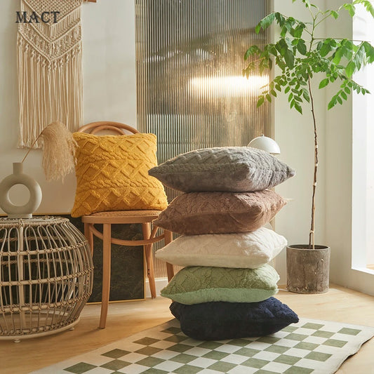 Fluffy Soft Mact Twist Knitting Pillow Cover For Home Decor