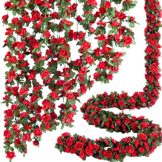 2.5m Rose Artificial Silk For Wedding Garland Fake Plant Flowers Vine For Home Decor