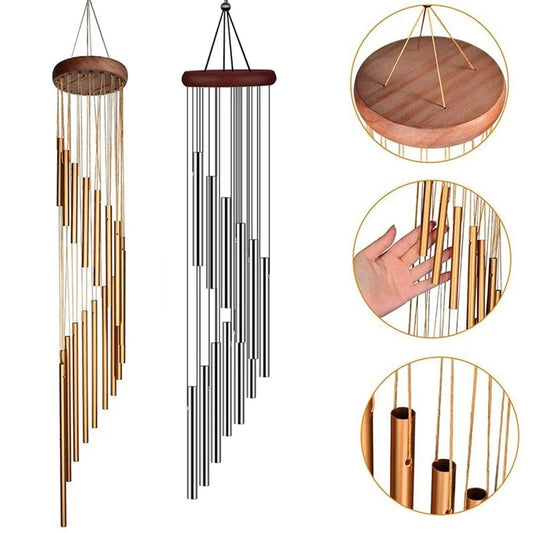1piece 12 Tubes Aluminum Alloy Wind Chimes with Hook Gold/silver Bells for Outside Home Decor