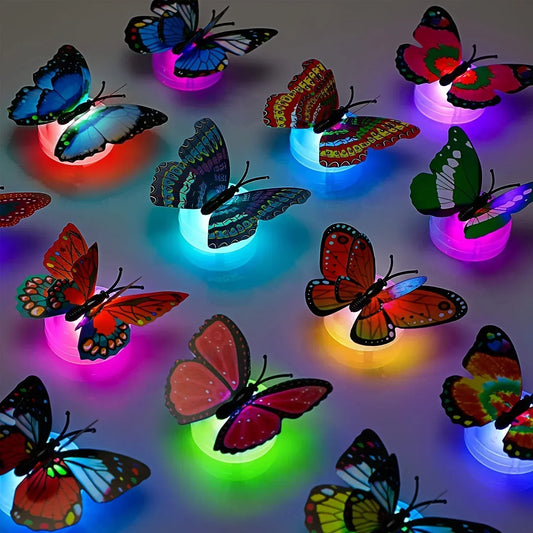 20pcs 3D LED Butterfly Decoration Night Light Sticker For Home Decor