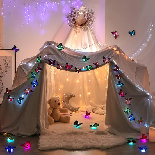 20pcs 3D LED Butterfly Decoration Night Light Sticker For Home Decor